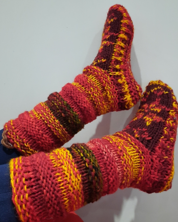 Socks Gift Hand Knitted Sherpa Wool
