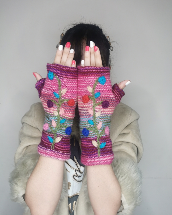 Hand Knitted Wool Fingerless Gloves